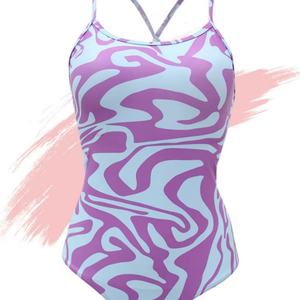 Traje de Baño de Verano Personalizado para Mujer, Bikini de Color Sólido con Textura, Push-Up, de una Pieza, con Volantes, de Spandex/Poliéster de Secado Rápido - Product Image 1