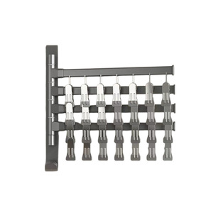 ราวแขวนผ้าติดผนังสีเทากันเมทัลพร้อมคลิปหนีบสำหรับถุงเท้าและชุดชั้นใน อุปกรณ์จัดระเบียบสำหรับตากผ้า แบบแท่งเดี่ยว ดีไซน์ทรงสี่เหลี่ยม - Product Image 5