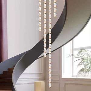 Lustre long en forme de collier de boules de cristal, design nordique, pour escalier, salle à manger, villa, par BGST Art Decor Designer - Product Image 3