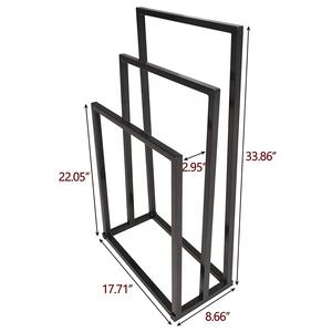 Porte-serviettes en métal noir à 3 couches Cintre <span class=keywords><strong>de</strong></span> rangement en fer <span class=keywords><strong>de</strong></span> salle <span class=keywords><strong>de</strong></span> <span class=keywords><strong>bain</strong></span> avec support en bois Cuisine Utilisation intérieure Conception OEM - Product Image 3