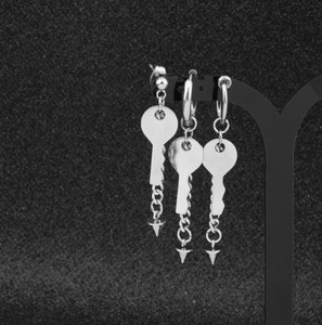 Mode Kpop étoile clé poinçon pendentif boucles d'oreilles en acier inoxydable hommes femmes oreille Clip boucles d'oreilles - Product Image 2