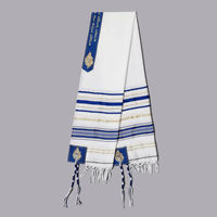 Tallit tissé à la main avec un design moderne et une prière hébraïque classique, Tallit bleu et argent de luxe avec des franges brodées à la main