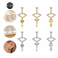 Piercing en Titane de Grade Implantaire ASTM F136 à Filetage Interne pour Labret, Hélix, Tragus, Lèvre - Bijoux de Piercing Corporel de Haute Qualité