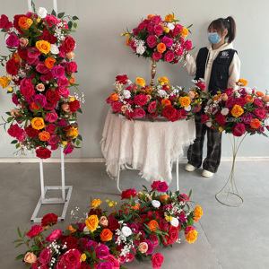 Centrotavola Floreale Artificiale con Rose Bianche Avorio, Fiori di Gypsophila e Orchidee per Matrimoni - Product Image 5