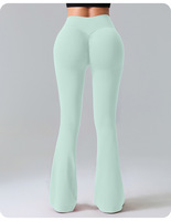 Pantalon de yoga antibactérien uni couleur chair, coupe évasée, taille haute, effet push-up, séchage rapide, pour sport, danse et micro-exercices