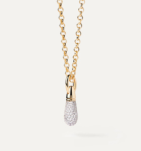 Retro eredità personalizzata goccia d'acqua piena di diamanti luce di lusso Versatile squisito semplice ciondolo bella collana - Product Image 1