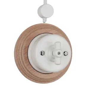China Manufacturer Ceramic Crossing Surface Mounted Rotary Electric Wall Switches with Wooden Frame