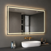Espejo de Baño Rectangular Inteligente con LED, Interruptor Táctil, Antivaho, Iluminación Regulable, Clasificación IP65, Diseño Moderno para Uso Doméstico