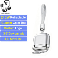 Cable de Datos Retráctil de Carga Súper Rápida PD 240W Tipo-C a Tipo-C, Cable de Datos USB-C de Carga Rápida, Mini Portátil OEM