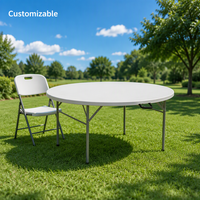 Meubles pour espaces publics, vente en gros, usine certifiée ISO, table ronde pliable en plastique pour événements et traiteur