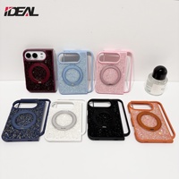Coque de téléphone magnétique rotative à 360 degrés IDEAL Factory pour Apple iPhone Duo, luxe, diamant, antichoc, paillettes brillantes, pour filles