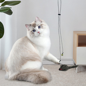 Corde élastique pour chat avec clochette et pompons, jouet interactif pour lutter contre l'ennui des chats - Product Image 2