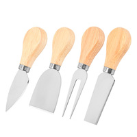 Set Pisau Keju Stainless Steel dengan Gagang Bambu, Spatula Mini, Garpu Mentega, Alat Pisau Keju - Promo!