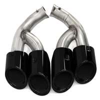 Embouts d'échappement quadruples en acier inoxydable 304, finition argent brossé noir, pour Cayenne 958 2015-2017
