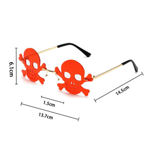 Nuovi Occhiali da Sole Senza Montatura a Forma di Teschio 2025, UV400, PC Arancione, Punk Unisex, Confezione Personalizzata, Halloween - Product Image 2