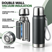 Thermos à double paroi en acier inoxydable avec couvercle-gobelet