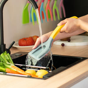 Utensilio de silicona antideslizante 2 en 1, antiescaldado, mezcla multicolor, pala para carne y Clip para comida para pescado frito, huevo frito - Product Image 4