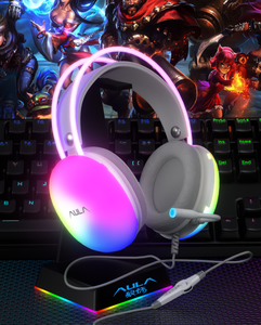 Casque filaire RGB Bass 50 mm AULA S505 avec suppression du bruit, casque de jeu lumineux pour ordinateur, casque de jeu à diodes électroluminescentes - Product Image 2