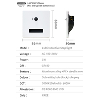 Kit d'éclairage LED encastré intelligent à détecteur de mouvement pour escalier, en aluminium, carré, pour couloir, chambre et escalier
