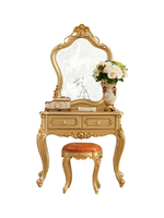 Coiffeuse de style européen en bois massif sculpté avec tiroirs à motifs floraux, ensemble de meubles pour chambre à coucher, salon et hôtel