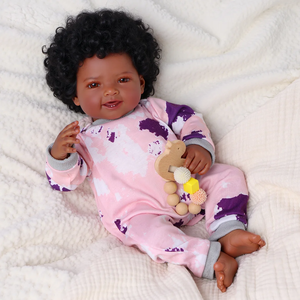 Poupées reborn Babeside 17 pouces Mia, bébés <span class=keywords><strong>afro</strong></span>-américains, cheveux <span class=keywords><strong>afro</strong></span> courts, <span class=keywords><strong>tête</strong></span> et membres en vinyle souple, corps en tissu, vente en gros OEM ODM - Product Image 1