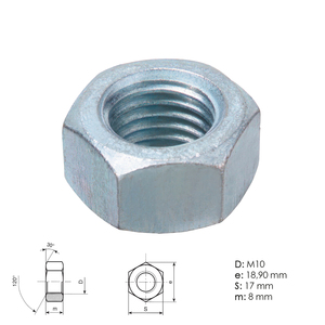 Dado esagonale zincato M10 DIN934 Grado 6.0 - Product Image 1