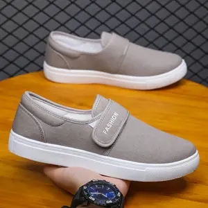 New Model grey casual male loafers man classic canvas shoes with strong rubber sole