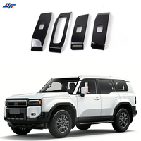Accessoires pour Toyota Prado LC250, garniture de panneau de commande de porte en fibre de carbone, garniture de commande de fenêtre, ensemble complet de 4 pièces