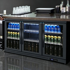 Refrigerador Premium Bajo Mostrador con 3 Puertas de Vidrio, Enfriador de Bebidas Negro para Cafetería, Discoteca, con Luz LED - Product Image 3