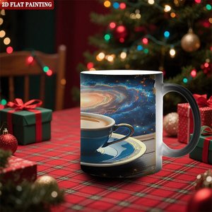 Mug Magique Révélateur de Chaleur pour les Fêtes, 11 oz, en Céramique Noire Givrée, Tasse Activée par la Chaleur - Product Image 2