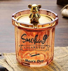 Cendrier entonnoir personnalisé en verre cristal avec couvercle Cigarettes à cigares support octogonal bureau maison bureau cendrier de table pour cadeaux - Product Image 2