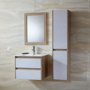 Hot Sales bathroom vanities toilet cabinet 2 Drawers OAK Modern PVC bathroom wash basin cabinet