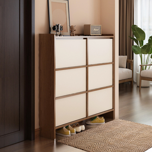 <span class=keywords><strong>Zapatero</strong></span> <span class=keywords><strong>Estrecho</strong></span> <span class=keywords><strong>y</strong></span> <span class=keywords><strong>Alto</strong></span> con Puertas Abatibles para Apartamentos Pequeños, Madera Maciza de Grado ENF, Estantes Ajustables, Almacenamiento Vertical de Zapatos - Product Image 2