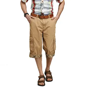 新的最新款式男裤短裤 3/4 长棉裤多口袋