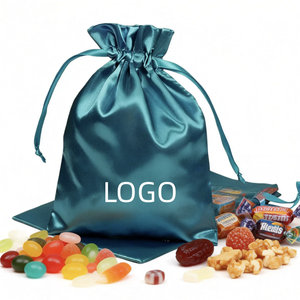 Sacs cadeaux cosmétiques en satin de soie avec cordon de serrage, personnalisés, écologiques, anti-poussière, avec logos, vente en gros - Product Image 4