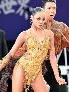 वेनिस्टाइल लेटिन प्रतियोगिता एक-टुकड़ा पुष्प स्पैन्डेक्स/कपास के अनुरूप पोशाक में प्रदर्शन - Product Image 6