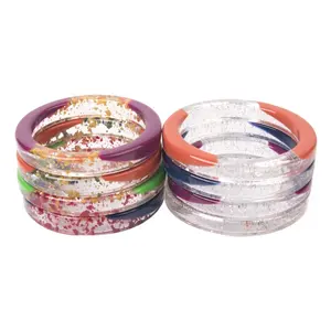 Factory Direct Sales Round Clear Glass Flash Bangle Bracelet Acrylic Bangle Bracelet