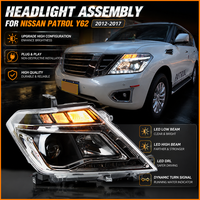Pour Nissan Patrol Y62 2012-2017, ensemble de phares à LED noirs DRL, lentille de projecteur Bi-LED, signal séquentiel, Plug and Play, paire