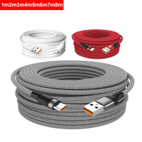 Câble de charge rapide extra long de 6,5 pieds, 9,8 pieds, 16,4 pieds, 26,5 pieds pour téléphone mobile intelligent, banque d'alimentation, USB vers type C
