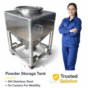 500L 1000L 2000L Sanitary Food Grade <b>Storage</b> Bin Stainless Steel Movable Powder <b>Storage</b> IBC Tank Container - Product Image 1