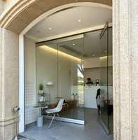 Puerta Plegable de Cristal para Exterior, Puerta de Vidrio Plegable sin Marco, de Aleación de Aluminio, Impermeable e Insonorizada para Apartamento, Balcón, Jardín