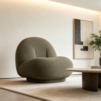 Fauteuil d'appoint moderne en tissu bouclé, fauteuil de loisirs courbé en mousse moulée pour salon et hôtel