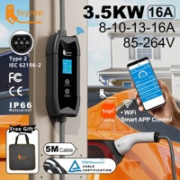 Chargeur de voiture électrique portable Feyree 3,5 kW avec application WIFI, contrôle intelligent, type 2, station de charge domestique AC, 16A, courant réglable, IP66