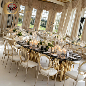 Tables de salle à manger ovales modernes en acier inoxydable et verre miroir pour mariages, maison, hôtel, cuisine, extérieur, appartement - Personnalisables - Product Image 6