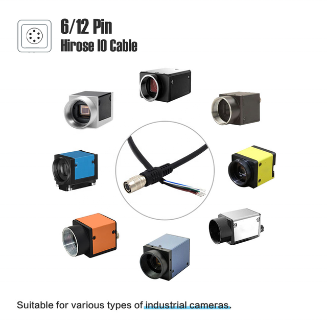 Hirose 6pin Power I/O Cable with PVC Jacket 1.5m 3m 5m Industrial Camera Compatible Aviation Connector