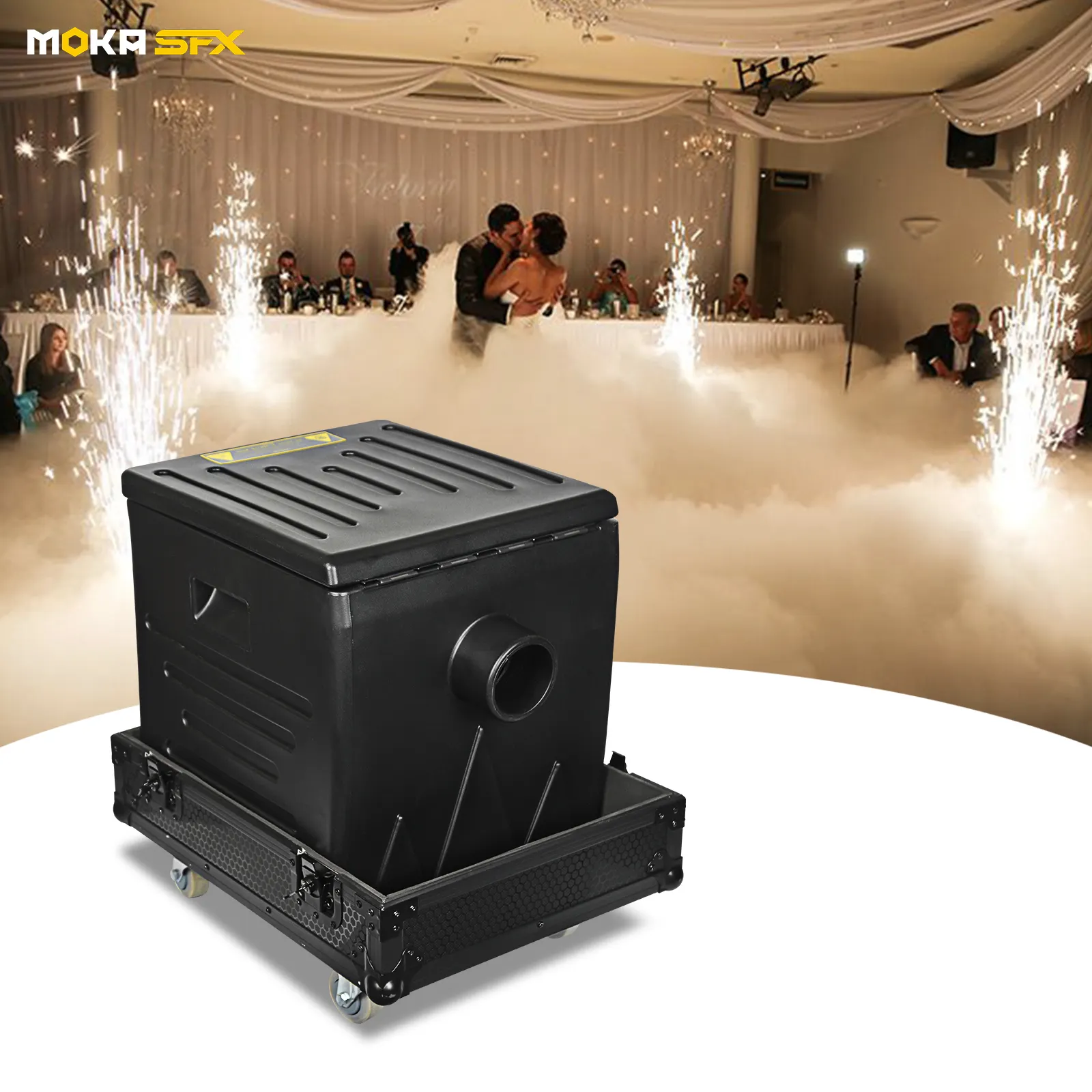 Moka SFX 4000W mini DMX hielo seco máquina de niebla baja evento de escenario de boda máquina de humo de mentira baja