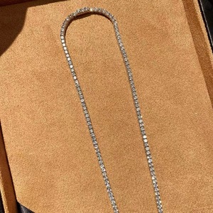 Collar de tenis de diamantes cultivados en laboratorio CVD redondos de 10 puntos al por mayor, cadena de tenis de diamantes creados en laboratorio con incrustaciones completas, joyería fina - Product Image 3
