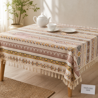 Nappe carrée/rectangulaire bohème imperméable Eloria, imprimé géométrique ethnique, résistante à l'huile, antidérapante, vente en gros OEM ODM