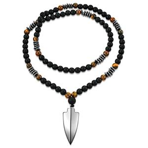Nouveaux produits phares Pendentif triangle croisé Simple Collier religieux en œil <span class=keywords><strong>de</strong></span> <span class=keywords><strong>tigre</strong></span> jaune <span class=keywords><strong>mat</strong></span> pour homme - Product Image 3