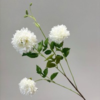 Bunga Peony Daisy Maroko Buatan, Dekorasi Bunga Sutra Tiga Kepala Gaya Nordik Kelas Atas untuk Hiasan Meja Pernikahan
